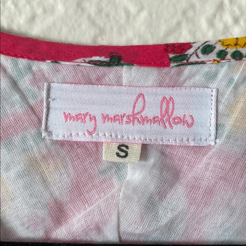 Mary Marshmallow Floral Long Sleeve Boho Dress Size S Red Yellow Resort-Wear - Picture 4 of 7